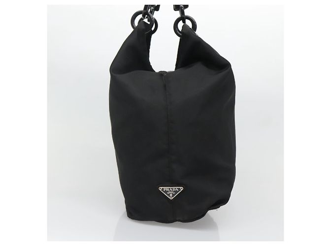 PRADA Borsa a mano in nylon nera Auth bs28060 Nero - vista 3