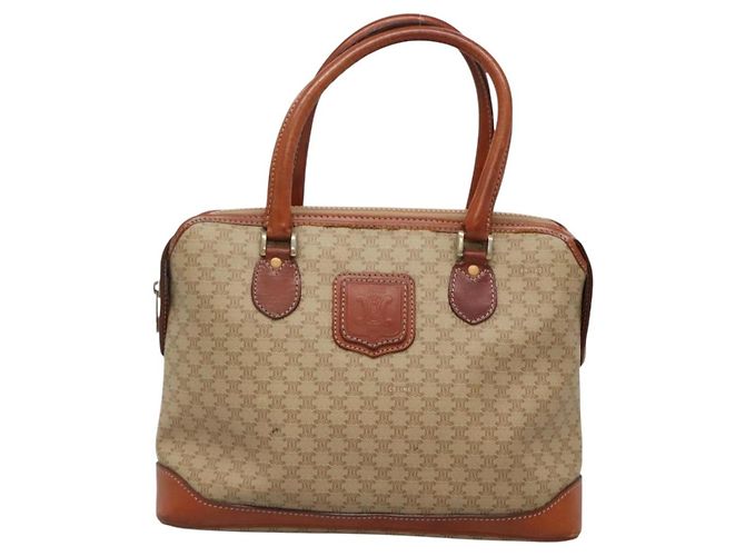 Céline CELINE Macadam Canvas Hand Bag PVC Leather Beige Gold Auth 132516 Golden - view 13