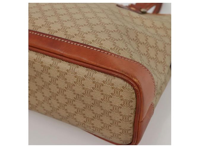 Céline CELINE Macadam Canvas Hand Bag PVC Leather Beige Gold Auth 132516 Golden - view 14