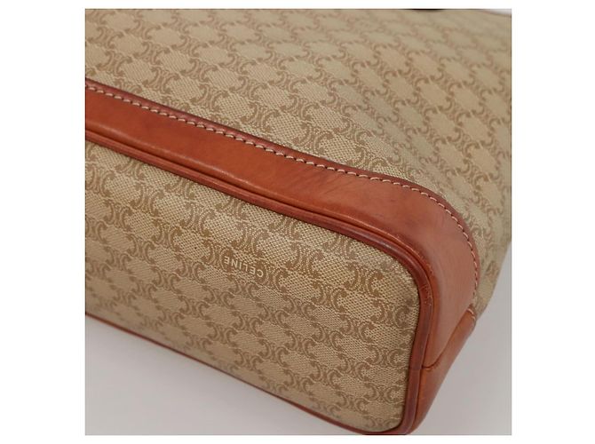 Céline CELINE Macadam Canvas Hand Bag PVC Leather Beige Gold Auth 132516 Golden - view 16