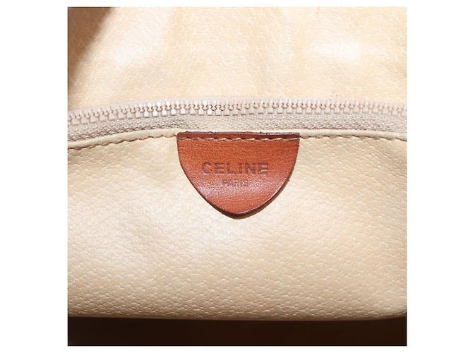 Céline CELINE Macadam Canvas Hand Bag PVC Leather Beige Gold Auth 132516 Golden - view 18