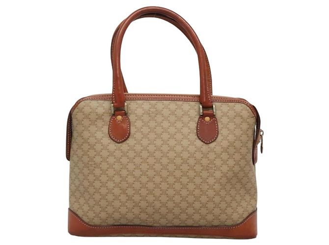 Céline CELINE Macadam Canvas Hand Bag PVC Leather Beige Gold Auth 132516 Golden - view 2