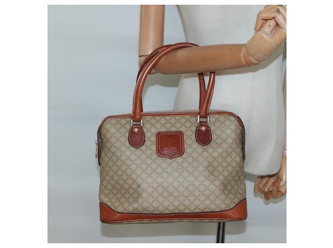 Céline CELINE Macadam Canvas Hand Bag PVC Leather Beige Gold Auth 132516 Golden - view 21
