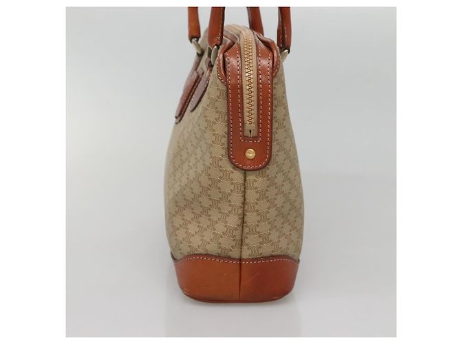 Céline CELINE Macadam Canvas Hand Bag PVC Leather Beige Gold Auth 132516 Golden - view 4