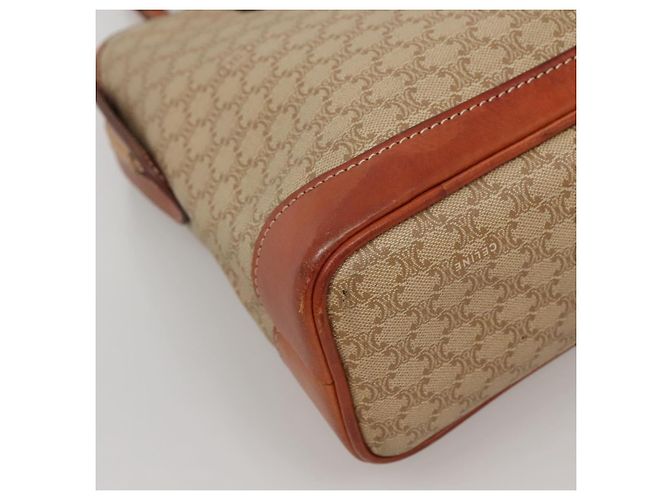 Céline CELINE Macadam Canvas Hand Bag PVC Leather Beige Gold Auth 132516 Golden - view 9