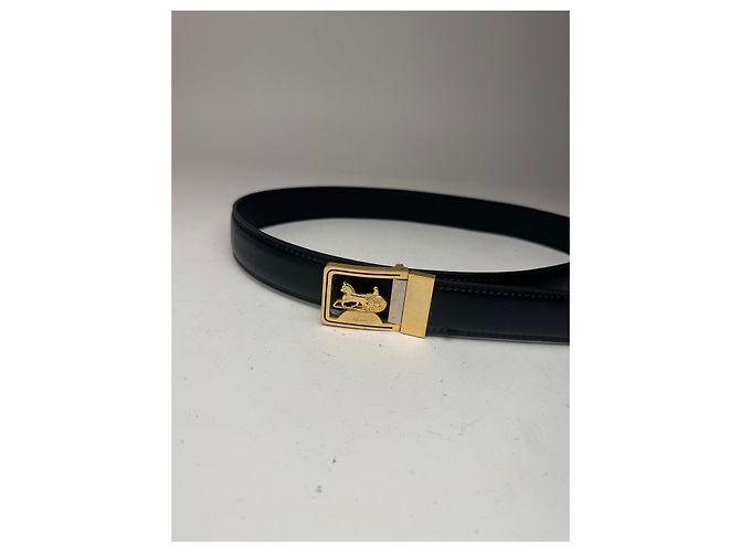 Céline Cintura in pelle nera con logo carrozza vintage Celine Nero - vista 2