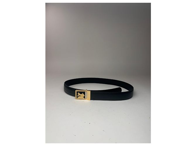 Céline Cintura in pelle nera con logo carrozza vintage Celine Nero - vista 7