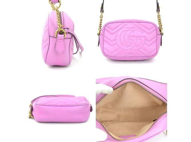 Borsa a Spalla in Pelle GG Marmont di Gucci - Uva - vista 2