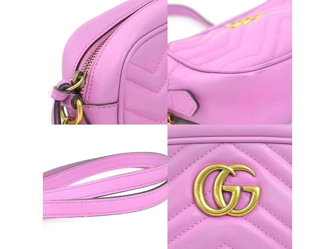 Borsa a Spalla in Pelle GG Marmont di Gucci - Uva - vista 3