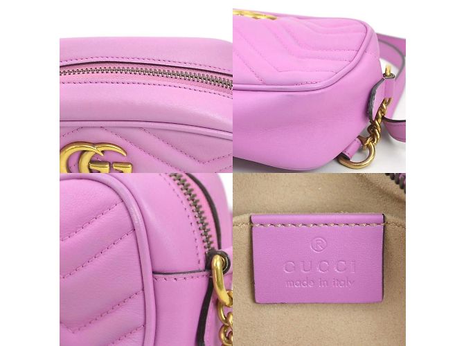 Borsa a Spalla in Pelle GG Marmont di Gucci - Uva - vista 4