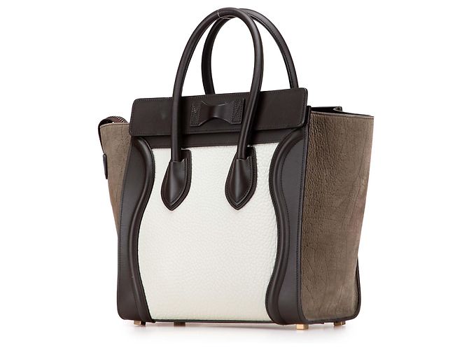 Céline Celine Tote Luggage in Nubuck Tricolore Bianco e Pelle di Vitello - vista 2