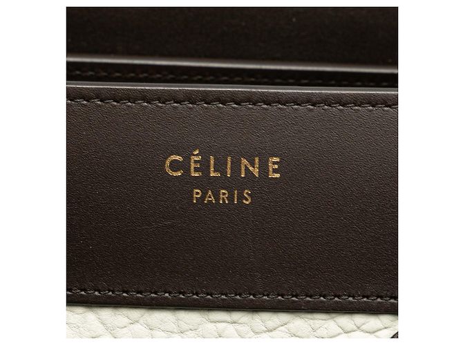 Céline Celine Tote Luggage in Nubuck Tricolore Bianco e Pelle di Vitello - vista 7