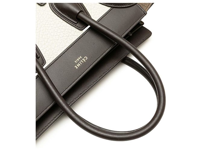 Céline Celine Tote Luggage in Nubuck Tricolore Bianco e Pelle di Vitello - vista 9