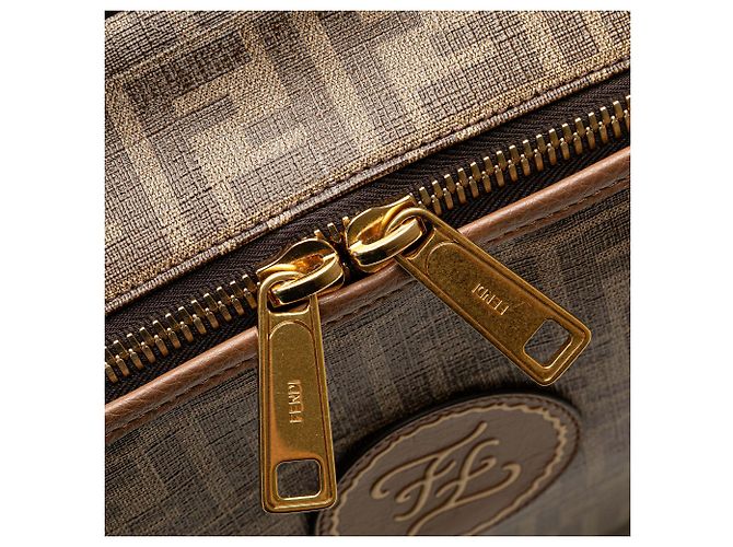 Fendi Braun Zucca beschichtete Canvas Karligraphy Reisetasche - Ansicht 10