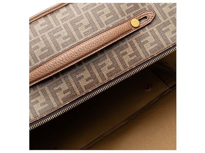 Fendi Braun Zucca beschichtete Canvas Karligraphy Reisetasche - Ansicht 11
