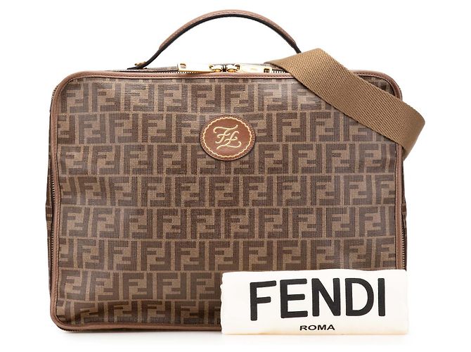 Fendi Braun Zucca beschichtete Canvas Karligraphy Reisetasche - Ansicht 13