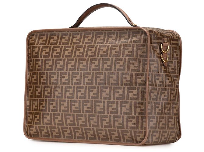 Fendi Braun Zucca beschichtete Canvas Karligraphy Reisetasche - Ansicht 2