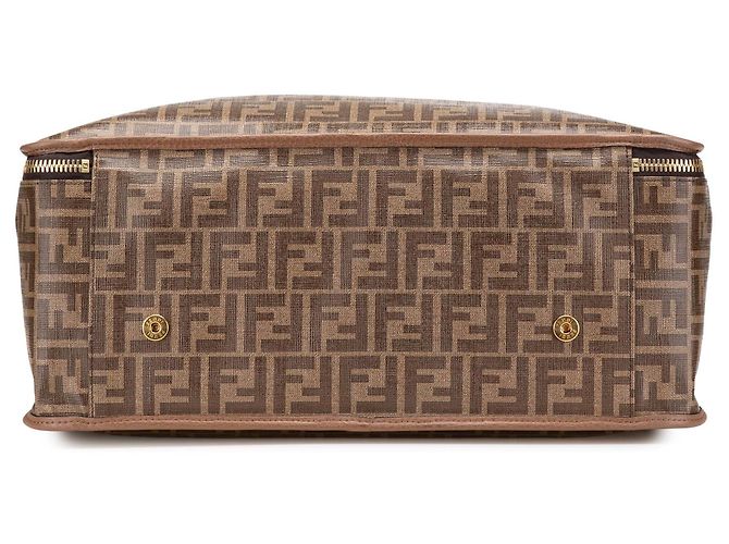 Fendi Braun Zucca beschichtete Canvas Karligraphy Reisetasche - Ansicht 3