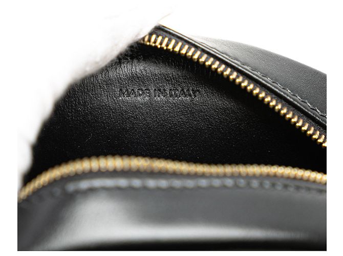 Céline Celine Piccola Borsa a Tracolla Oval Triomphe in Pelle di Vitello Nera Nero - vista 6