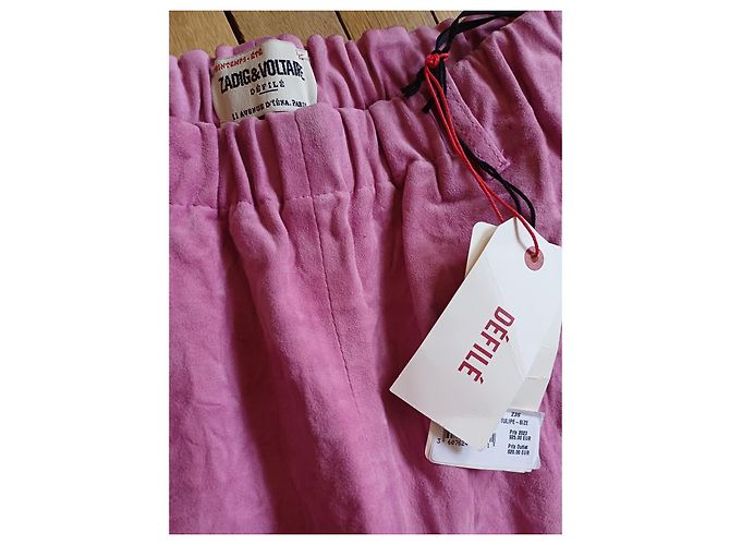 Zadig & Voltaire Calças Perfeito rosa couro de cabra - vista 7