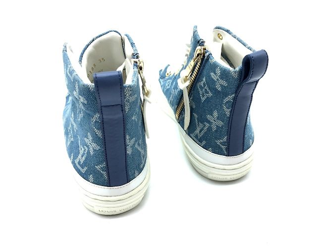 Sneakers Stellar Line in Denim Monogram Louis Vuitton Bianco Blu - vista 2