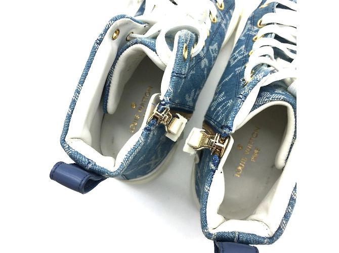 Sneakers Stellar Line in Denim Monogram Louis Vuitton Bianco Blu - vista 5