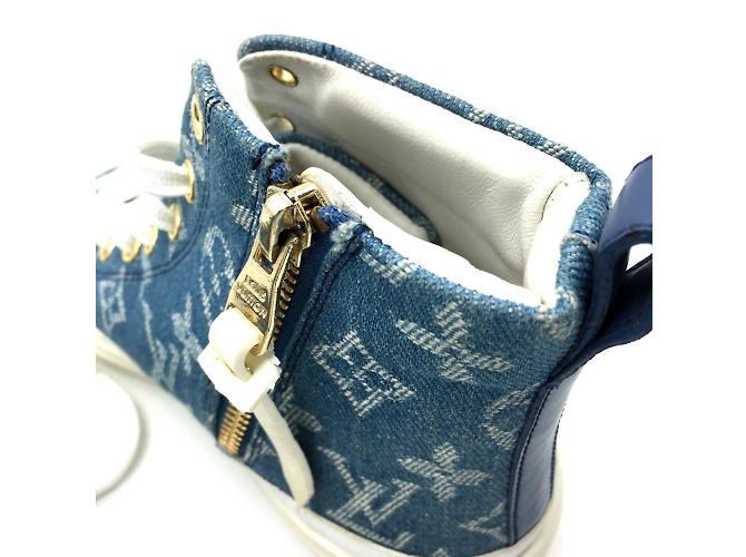 Sneakers Stellar Line in Denim Monogram Louis Vuitton Bianco Blu - vista 8