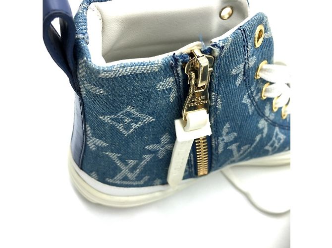 Sneakers Stellar Line in Denim Monogram Louis Vuitton Bianco Blu - vista 9