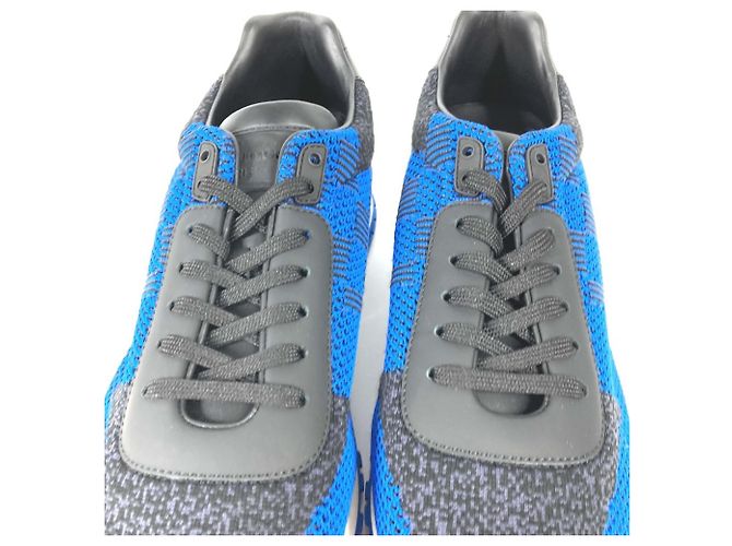 Sneakers in pelle Damier Louis Vuitton Nero Blu - vista 3