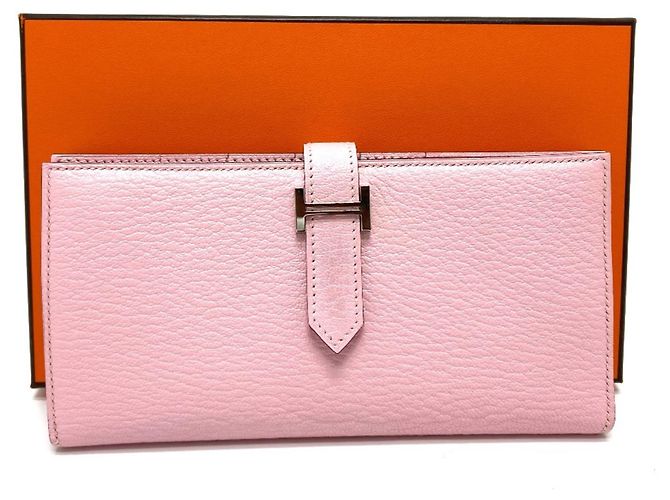Hermès Cartera Larga Soufflet Bearn Hermes Rosa - vista 12