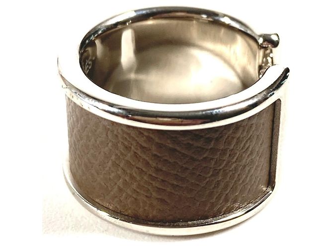 Ring Hermès Anillo de cuero para mujer Hermes Olympe Castaño Gris pardo - vista 2