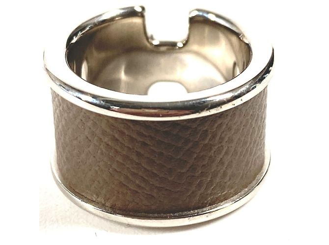 Ring Hermès Anillo de cuero para mujer Hermes Olympe Castaño Gris pardo - vista 3