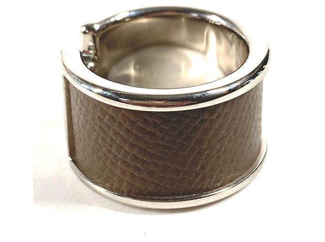 Ring Hermès Anillo de cuero para mujer Hermes Olympe Castaño Gris pardo - vista 4
