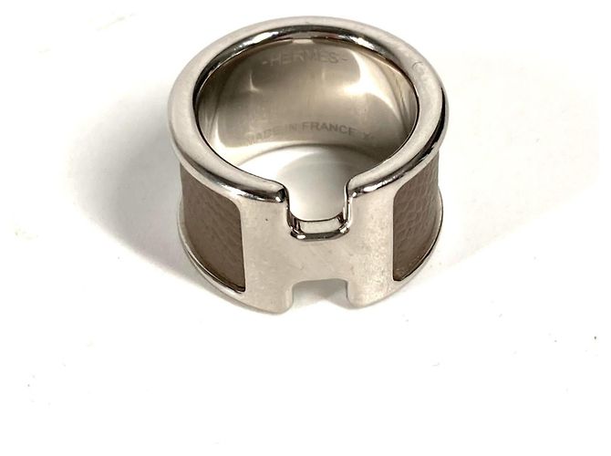 Ring Hermès Anillo de cuero para mujer Hermes Olympe Castaño Gris pardo - vista 8