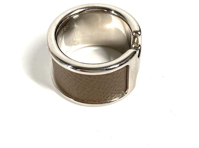 Ring Hermès Anillo de cuero para mujer Hermes Olympe Castaño Gris pardo - vista 9