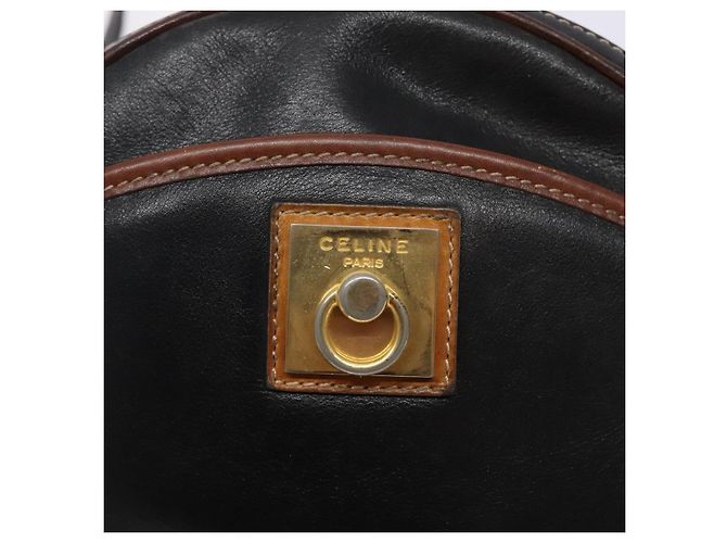 Céline Borsa a Spalla CELINE in Pelle Nera e Oro Auth bs28139 Nero D'oro - vista 18