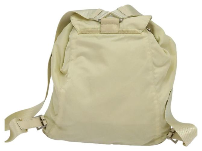 PRADA Backpack Nylon Beige Silver Auth 132544 Silvery - view 2