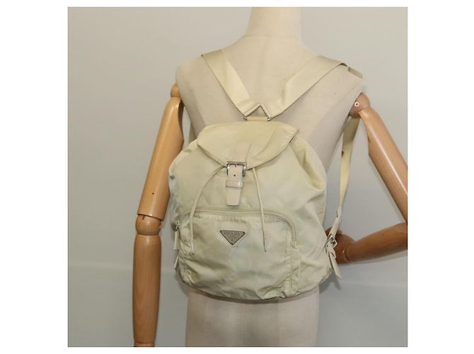PRADA Backpack Nylon Beige Silver Auth 132544 Silvery - view 21