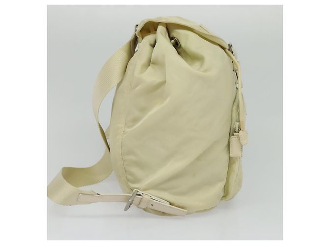 PRADA Backpack Nylon Beige Silver Auth 132544 Silvery - view 4
