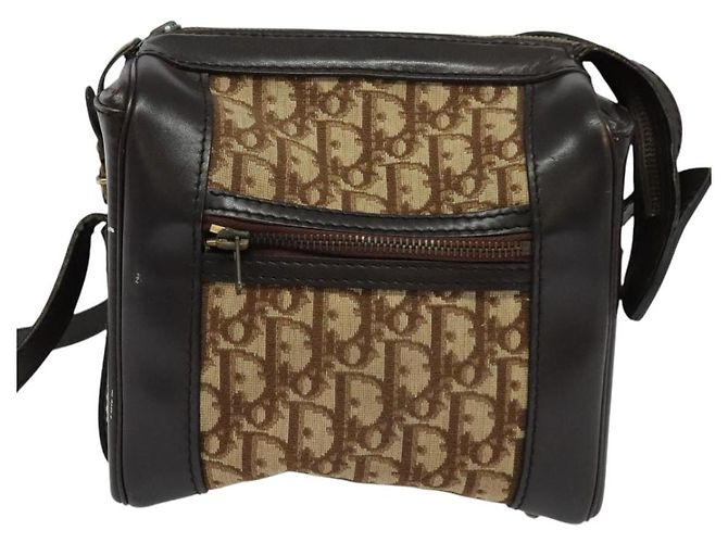 Borsa a Spalla in Tela Trotter Christian Dior Marrone Oro Auth BA4009 D'oro - vista 13
