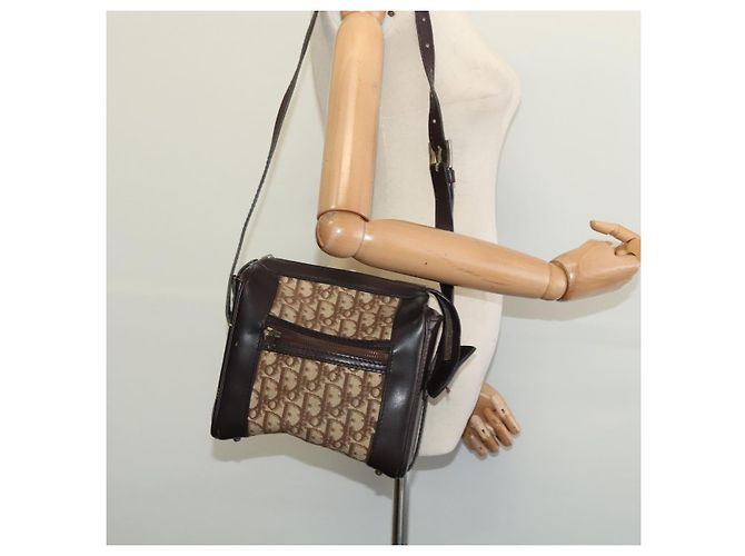 Borsa a Spalla in Tela Trotter Christian Dior Marrone Oro Auth BA4009 D'oro - vista 19