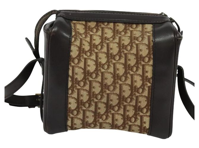 Borsa a Spalla in Tela Trotter Christian Dior Marrone Oro Auth BA4009 D'oro - vista 2
