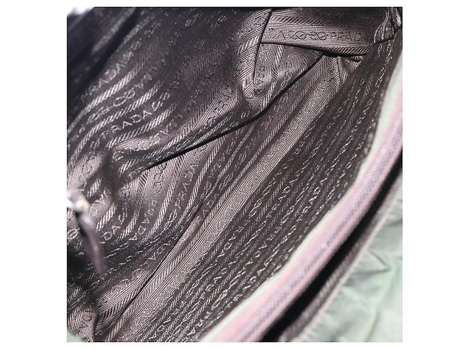 PRADA Tote Bag aus Nylon Khaki Silber authentisch bs28055 - Ansicht 10