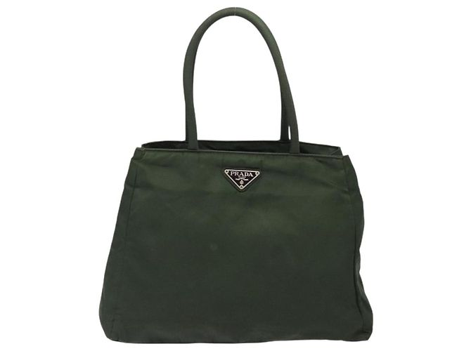 PRADA Tote Bag aus Nylon Khaki Silber authentisch bs28055 - Ansicht 13