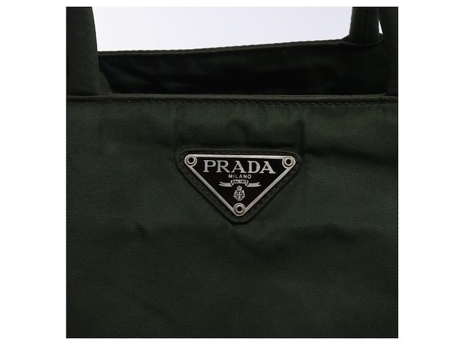 PRADA Tote Bag aus Nylon Khaki Silber authentisch bs28055 - Ansicht 17