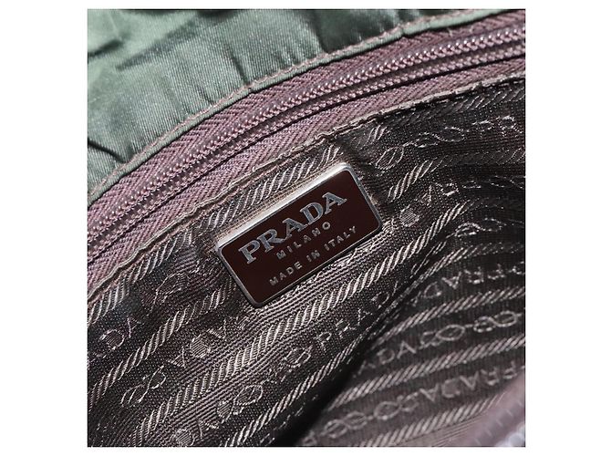 PRADA Tote Bag aus Nylon Khaki Silber authentisch bs28055 - Ansicht 18