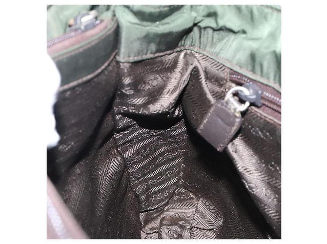 PRADA Tote Bag aus Nylon Khaki Silber authentisch bs28055 - Ansicht 20
