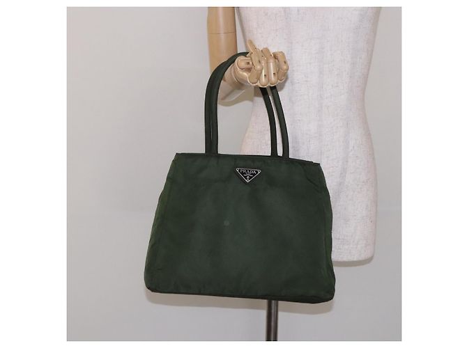 PRADA Tote Bag aus Nylon Khaki Silber authentisch bs28055 - Ansicht 23