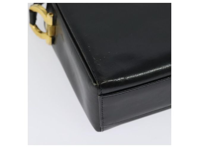 Borsa a Spalla Gancini in Pelle Nera e Oro Salvatore Ferragamo Auth 135489 Nero D'oro - vista 16
