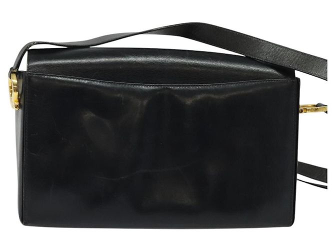 Borsa a Spalla Gancini in Pelle Nera e Oro Salvatore Ferragamo Auth 135489 Nero D'oro - vista 2